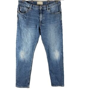 Everlane Mens Selvedge Slim Fit Organic Cotton Denim Jeans 34x30 Distressed